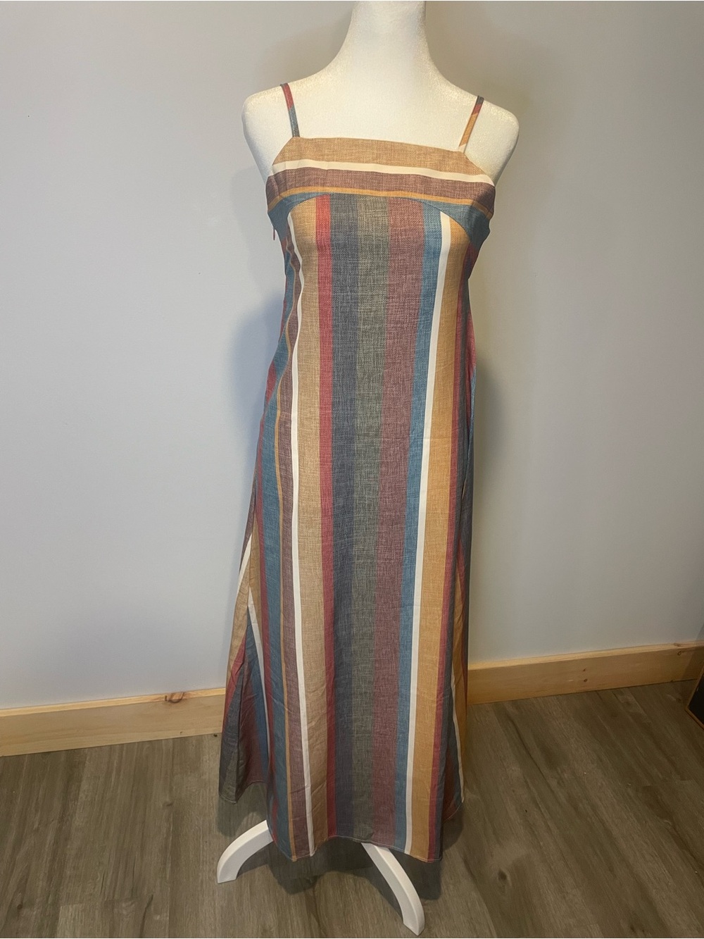 Striped Spaghetti Strap Maxi Dress in Multicolor